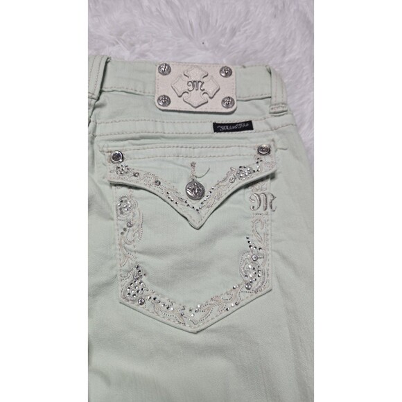 Miss Me Lime Green Embellished Low Rise Skinny Jeans Size 30x32 - Picture 10 of 16